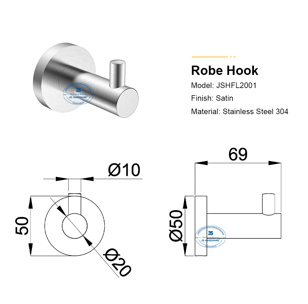 Wholesale Hotel Coat Rack Stainless Steel Robe Hook Bathroom Hanger